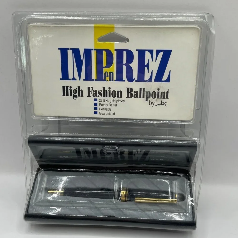 Vintage Impenrez High Fashion Ballpoint Pen 23.5 Kt. Gold Plated Refillable In P